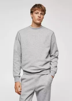 Хлопковая толстовка MANGO, светло-серый