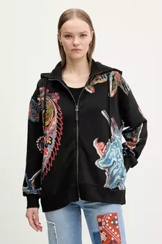 Хлопковая толстовка MELTED PAISLEYS Desigual, черный