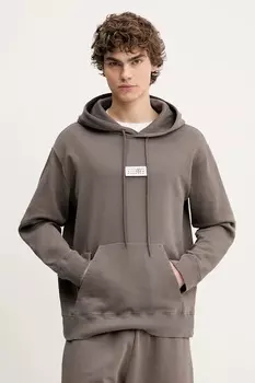 Хлопковая толстовка Mm6 Maison Margiela, коричневый