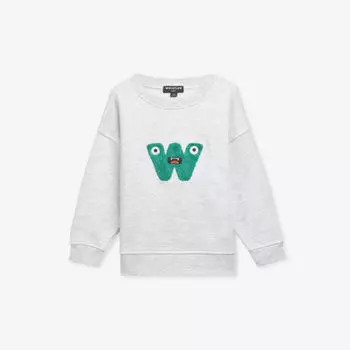 Хлопковая толстовка monster w с логотипом 3–9 лет Whistles, серый