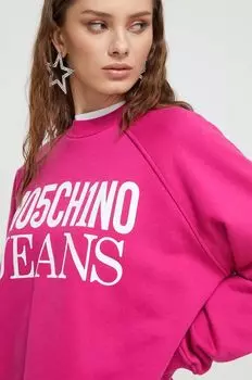 Хлопковая толстовка Moschino Jeans, розовый