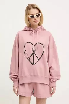 Хлопковая толстовка Moschino Jeans, розовый