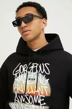 Хлопковая толстовка Msgm, черный