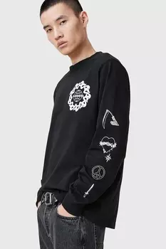 Хлопковая толстовка ORBITAL Allsaints, черный