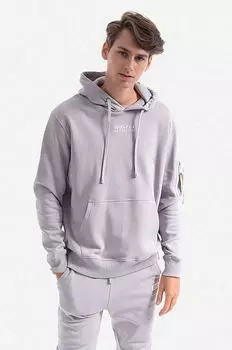 Хлопковая толстовка Organics Emb Hoody Alpha Industries, серый