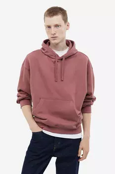Хлопковая толстовка oversized fit H&M, розовый