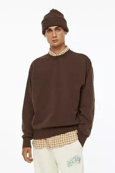 Хлопковая толстовка оверсайз H&amp;M, коричневый