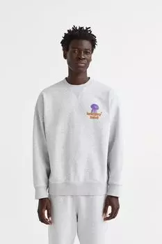 Хлопковая толстовка оверсайз H&amp;M, светло-серый меланж/сдержанная земля