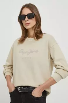 Хлопковая толстовка Pepe Jeans, бежевый