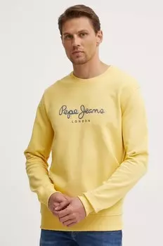 Хлопковая толстовка Pepe Jeans SAUL CREW, желтый