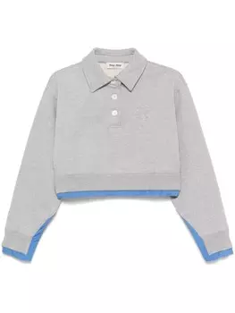 Хлопковая толстовка-поло Miu Miu, серый