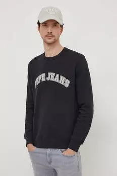 Хлопковая толстовка Raven Pepe Jeans, черный