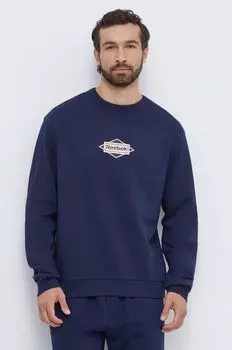 Хлопковая толстовка Reebok, темно-синий