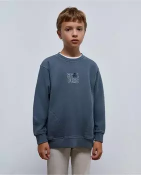 Хлопковая толстовка с эффектом стирки для мальчика Scalpers, синий