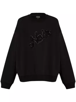 Хлопковая толстовка с аппликацией Emporio Armani, черный