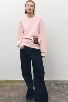 Хлопковая толстовка с этикеткой ZARA, розовый