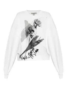 Хлопковая толстовка с цветочным принтом AllSaints, белый