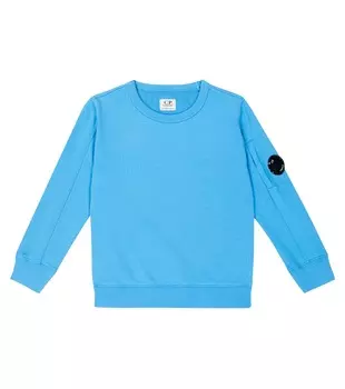 Хлопковая толстовка с диагональными флисовыми линзами C.P. Company, синий