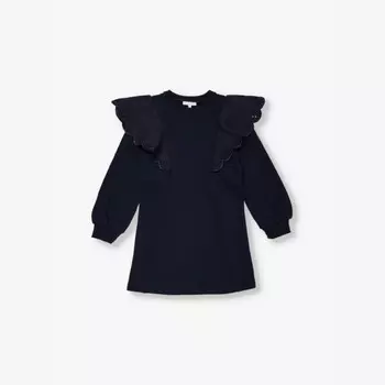 Хлопковая толстовка с фирменной вышивкой и оборками 4-14 лет Chloe, синий