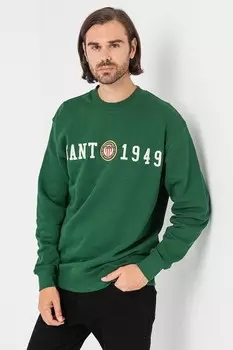 Хлопковая толстовка с гербом Gant, зеленый