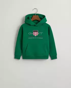 Хлопковая толстовка с капюшоном Gant, зеленый