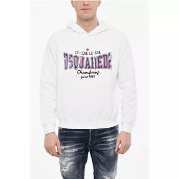 Хлопковая толстовка с капюшоном и крупным логотипом Dsquared2, White