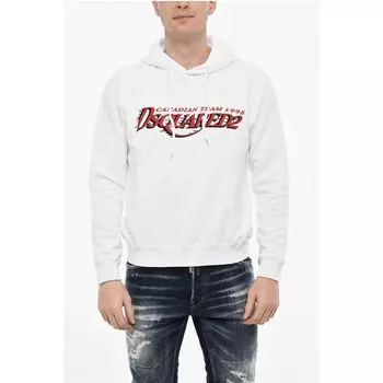 Хлопковая толстовка с капюшоном и логотипом Dsquared2, White