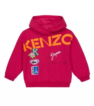 Хлопковая толстовка с капюшоном и логотипом Kenzo, красный