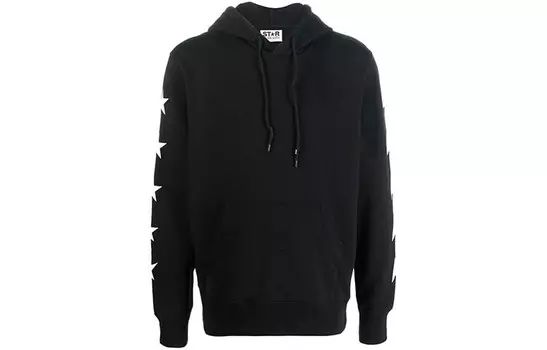 Хлопковая толстовка с капюшоном и звездным принтом Golden Goose, черный