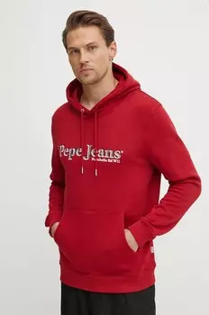 Хлопковая толстовка с капюшоном Pepe Jeans SOMERS HOODIE, красный