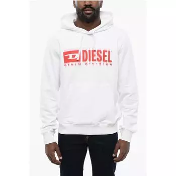 Хлопковая толстовка с капюшоном S-GINN с градиентным принтом Diesel, White
