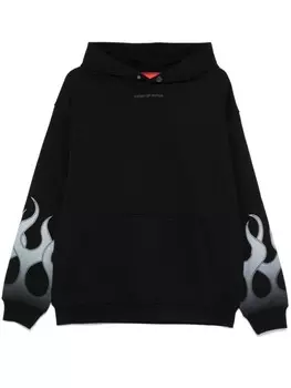 Хлопковая толстовка с капюшоном Vision Of Super с принтом пламени, черный