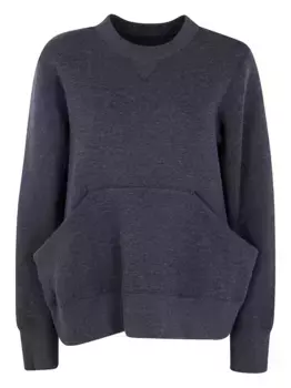 Хлопковая толстовка с карманом-кенгуру SACAI, серый