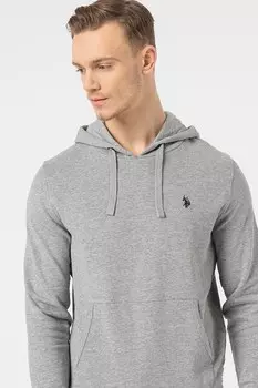 Хлопковая толстовка с карманом-кенгуру U S Polo Assn , серый