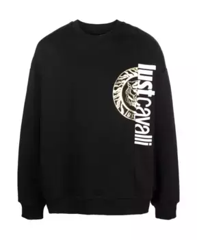 Хлопковая толстовка с круглым логотипом Just Cavalli, черный
