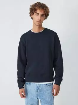 Хлопковая толстовка с круглым вырезом John Lewis ANYDAY, темно-синий