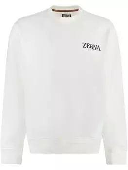 Хлопковая толстовка с круглым вырезом Zegna, белый