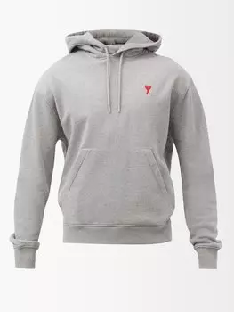 Хлопковая толстовка с логотипом ami de cur AMI, серый