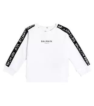 Хлопковая толстовка с логотипом baby Balmain, белый
