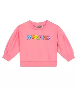 Хлопковая толстовка с логотипом baby Moschino Kids, розовый