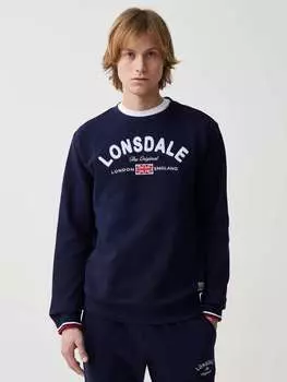 Хлопковая толстовка с логотипом букле Lonsdale, цвет dark blue