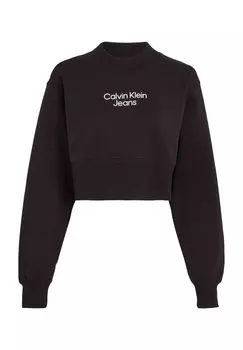 Хлопковая толстовка с логотипом для женщин Calvin Klein Jeans, цвет Beh Black