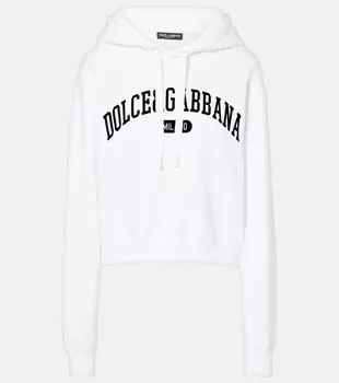 Хлопковая толстовка с логотипом Dolce&Gabbana, цвет bianco ottico