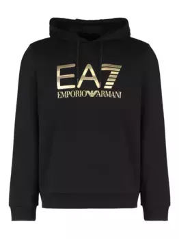 Хлопковая толстовка с логотипом Ea7 Emporio Armani, черный