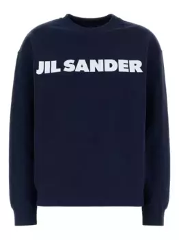 Хлопковая толстовка с логотипом JIL SANDER, синий