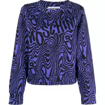 Хлопковая толстовка с логотипом MOSCHINO, Iron Blue