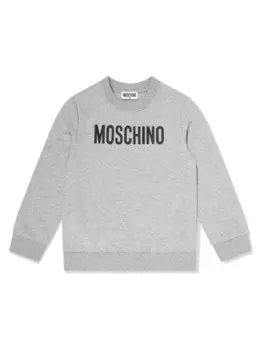 Хлопковая толстовка с логотипом Moschino Kids, серый