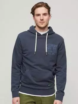 Хлопковая толстовка с медной этикеткой Superdry, цвет French Navy