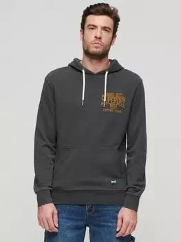 Хлопковая толстовка с медной этикеткой Superdry, цвет Washed Black