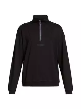 Хлопковая толстовка с молнией до половины Moncler, черный